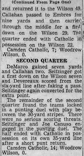 Camden Catholic vs. Woodrow Wilson — newspaper clipping continued