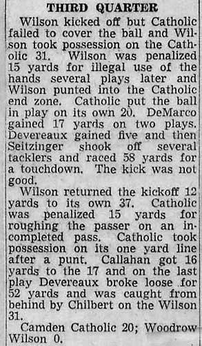 Camden Catholic vs. Woodrow Wilson — newspaper clipping continued