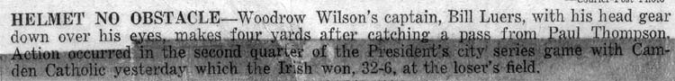 Camden Catholic vs. Woodrow Wilson — newspaper clipping