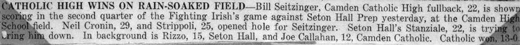 Camden Catholic vs. Seton Hall Prep, October 7, 1951, caption