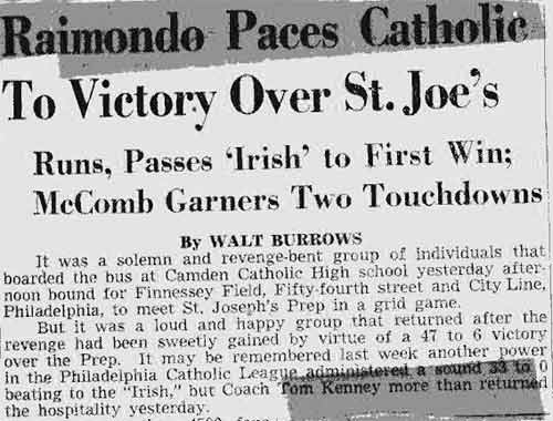 Camden Catholic 47, St. Joseph's Prep 6 — September 30, 1951