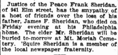 Camden Post, October 16, 1916 — Frank Sheridan, James F. Sheridan, Elm Street