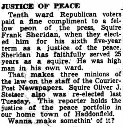 Camden Courier-Post, November 10, 1939 — Frank Sheridan