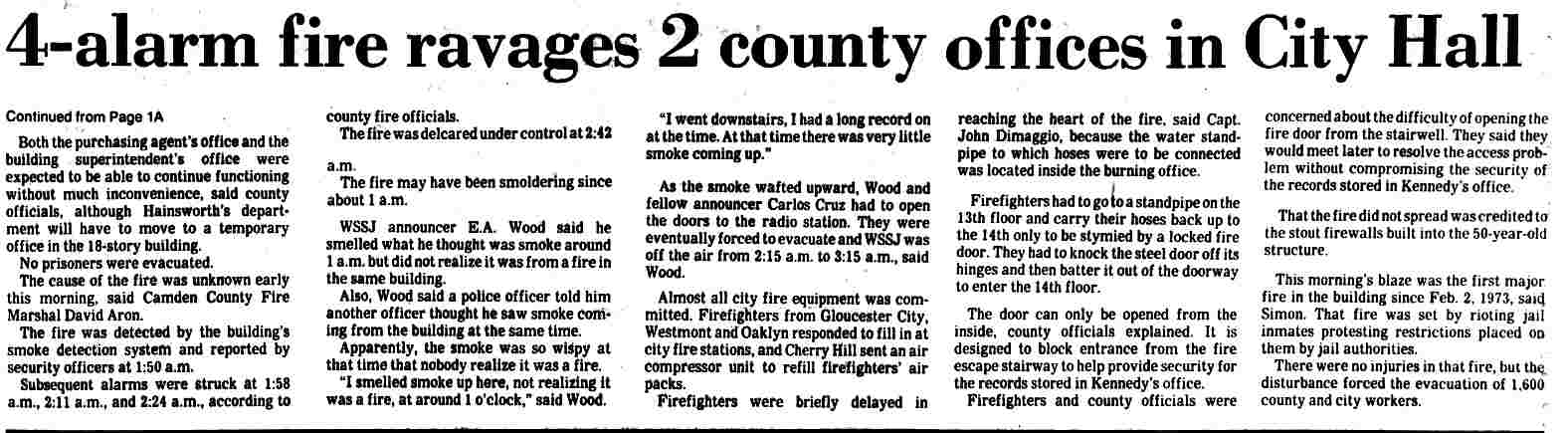 4-alarm fire ravages 2 county offices in City Hall, continued