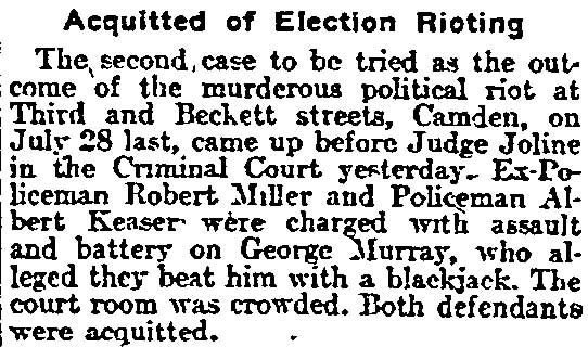 Philadelphia Inquirer January 28, 1903 — Acquitted of Election Rioting