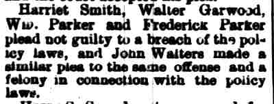 Camden Post, May 2, 1895 — Policy trial of Harriet Smith, Walter Garwood, John Walters, Fred Parker, William Parker