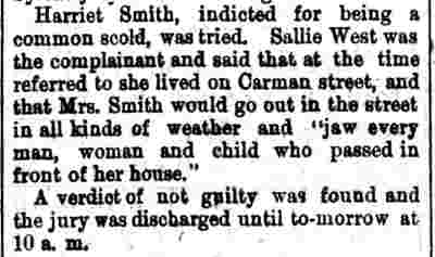 Camden Daily Courier, December 3, 1890 — Policy arrest of Harriet Smith, Sallie West on Carman Street