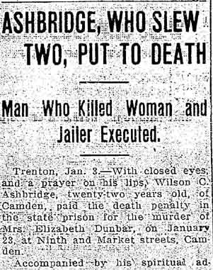 Gettysburg Times, January 3, 1917 — Ashbridge electrocuted