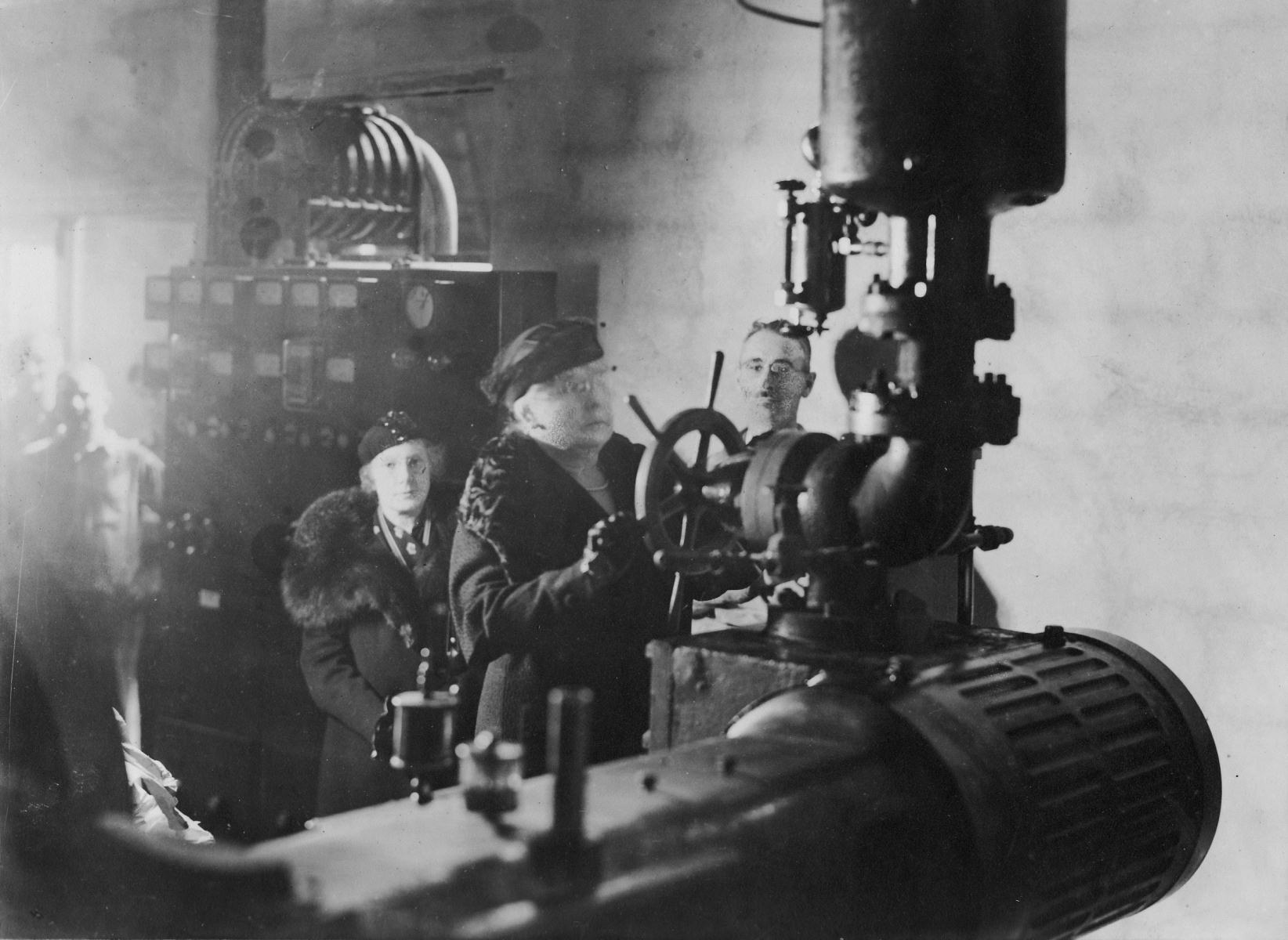 Minnie Genther at the Himmelein & Bailey plant — undated photo, appears to be from 1920s or 1930s