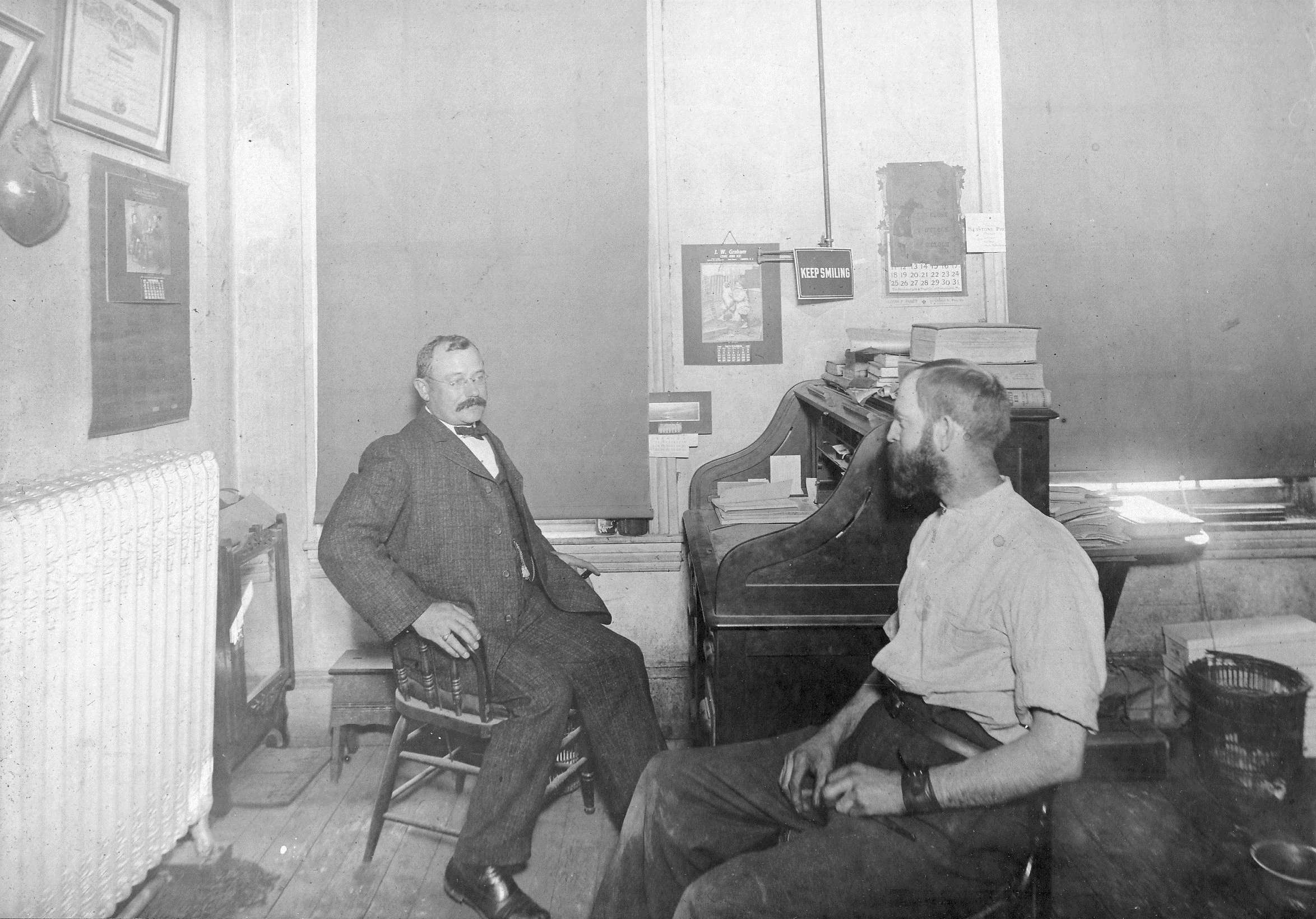 Frederick Himmelein Jr. at work — undated photo, probably taken at his Philadelphia facility