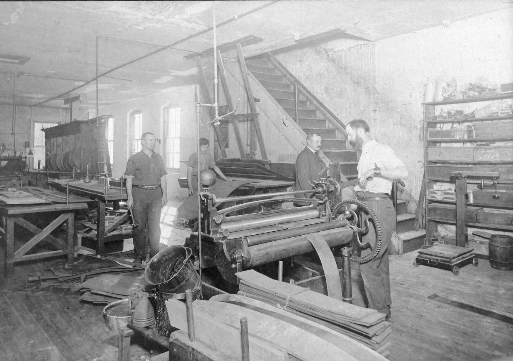 Frederick Himmelein Jr. at work — undated photo, probably taken at his Philadelphia facility