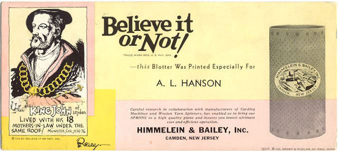 Himmelein and Bailey Inc. ink blotter