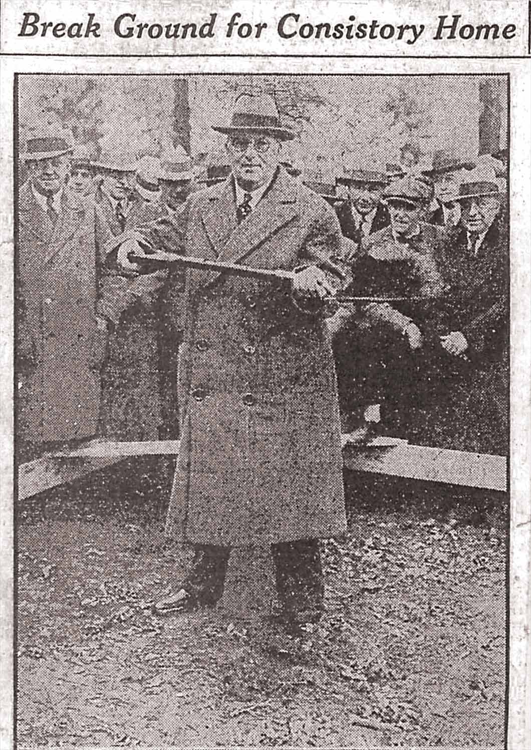 Camden Courier-Post 1931, Frank J. Hineline at Excelsior Consistory groundbreaking in Collingswood