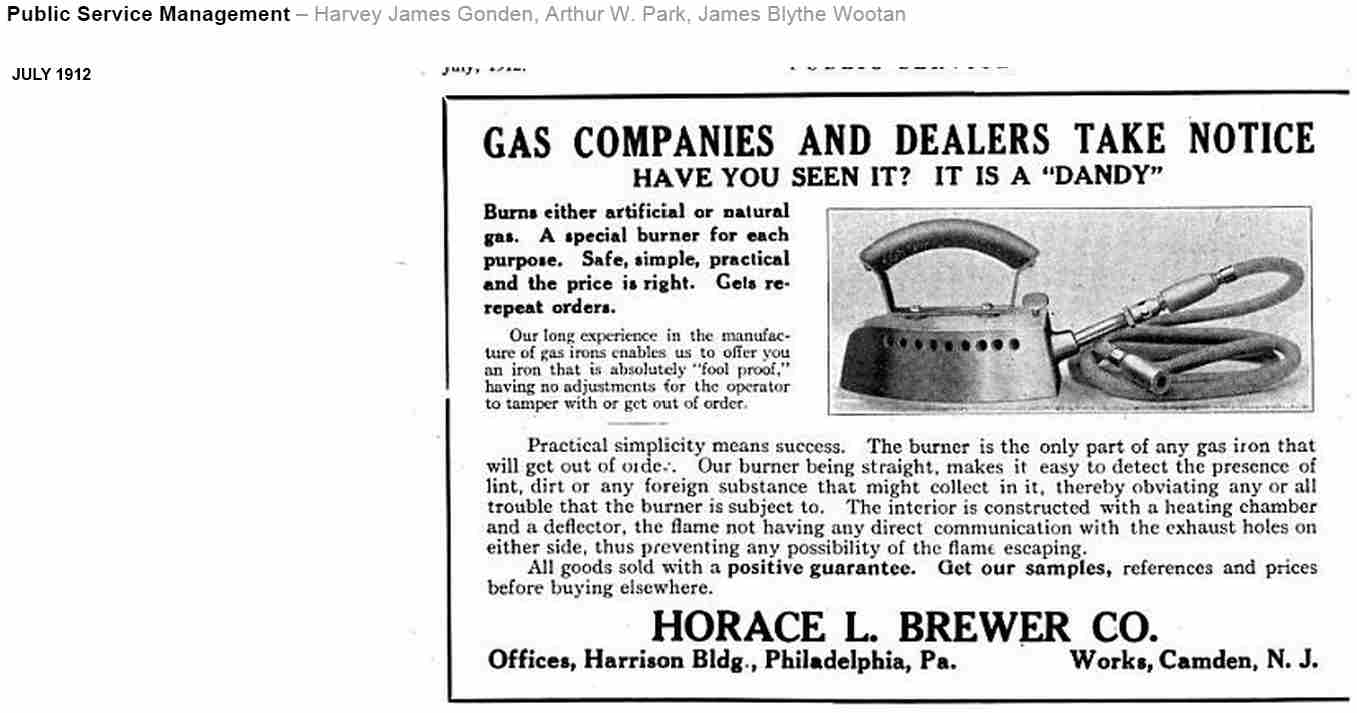 Modern Safety Gas Iron Company advertisement