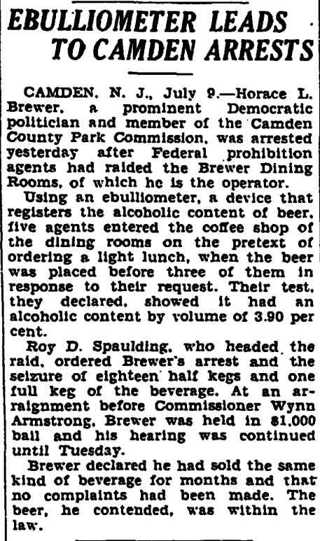 Ebulliometer Leads to Camden Arrests — Trenton Evening Times, July 19, 1930