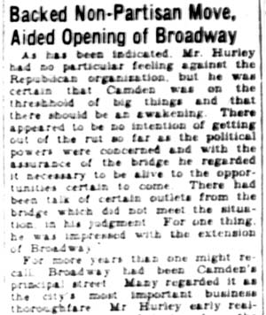 William L. Hurley obituary, Camden Courier-Post April 23, 1928 — page 16