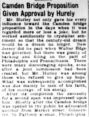 William L. Hurley obituary, Camden Courier-Post April 23, 1928 — page 18