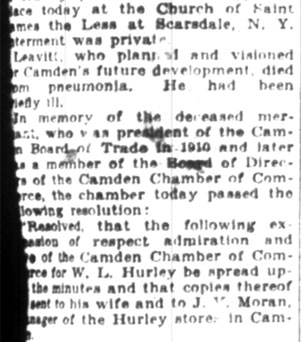 Hurley Funeral Is Thursday at Collingswood, April 24, 1928, page 3