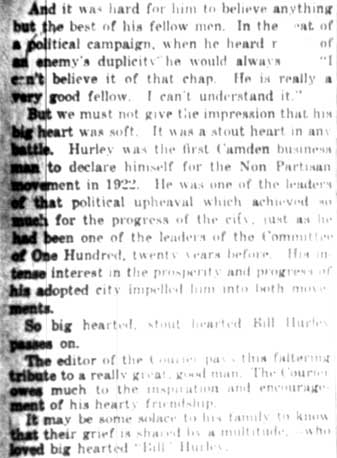 Big Hearted Bill Hurley editorial, April 24, 1928, page 2
