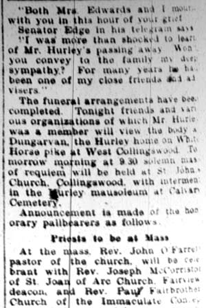 National Notables Mourn Hurley Death, April 25, 1928, page 3