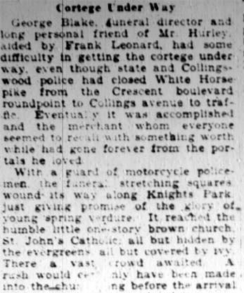 Throngs mourn W.L. Hurley, Camden Courier-Post April 26, 1928 — page 4