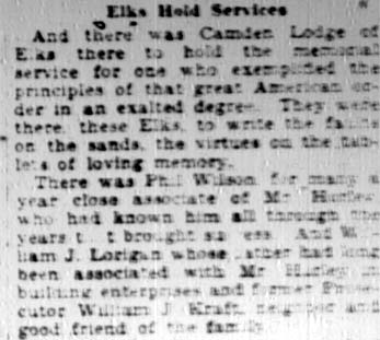 Throngs mourn W.L. Hurley, Camden Courier-Post April 26, 1928 — page 11