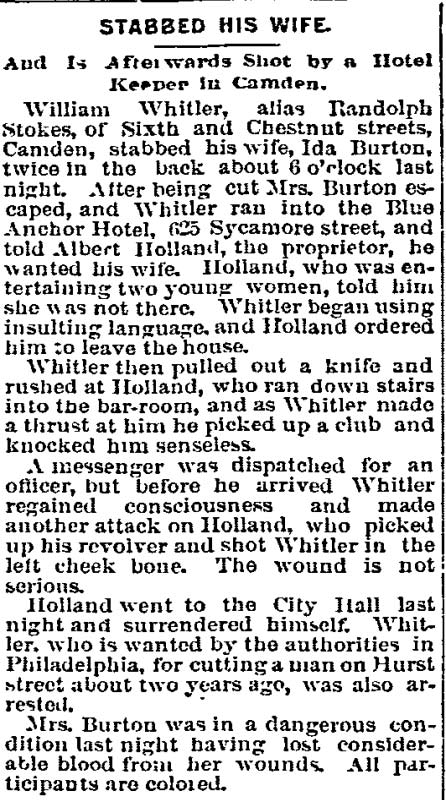 Philadelphia Inquirer, April 8, 1892 — Ida Burton