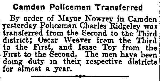 Philadelphia Inquirer, March 3, 1903 — Camden Policemen Transferred