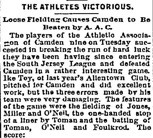 Philadelphia Inquirer, July 20, 1893 — The Athletes Victorious