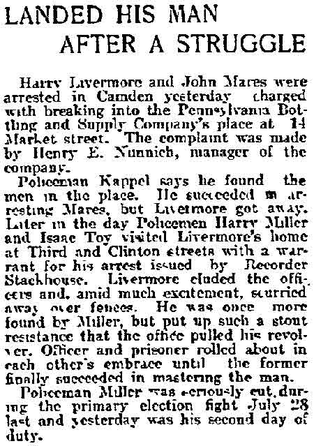 Philadelphia Inquirer, December 20, 1902 — Landed His Man After a Struggle