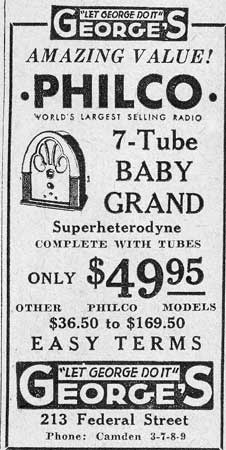 George's Philco Baby Grand radio advertisement, 1931