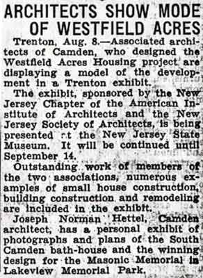 Architects Show Mode of Westfield Acres, Camden Courier-Post, August 10, 1936