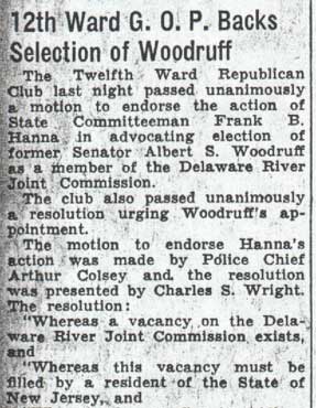 12th Ward G. O. P. Backs Selection of Woodruff — Camden Courier-Post, January 26, 1938 (part 1)