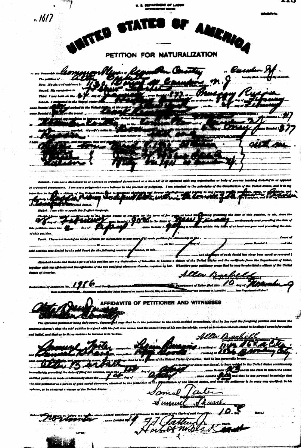 Alter Barbell Petition for Naturalization