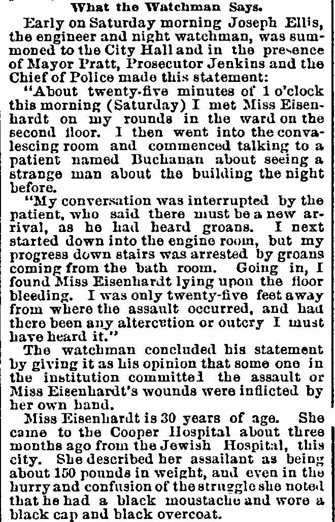 The Camden Mystery - Philadelphia Inquirer, January 28, 1889