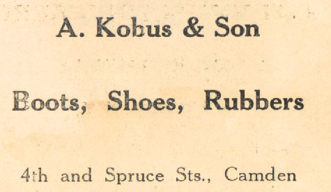 Anthony Kobus advertisement in 1919 Jefferson Athletic Association program