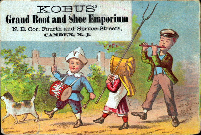 Trade card for Anthony Kobus Grand Boot and Shoe Emporium