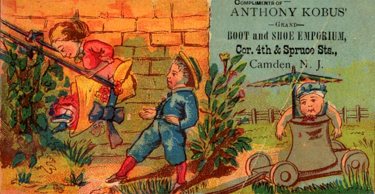 Trade card for Anthony Kobus Grand Boot and Shoe Emporium