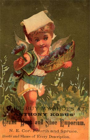 Trade card for Anthony Kobus Grand Boot and Shoe Emporium