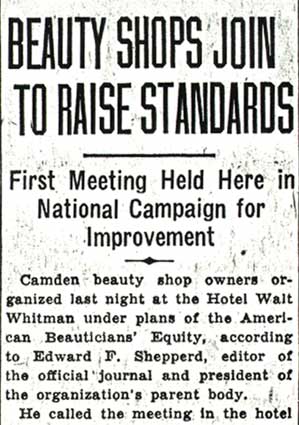 Beauty Shops Join to Raise Standards — Camden Courier-Post, January 12, 1938