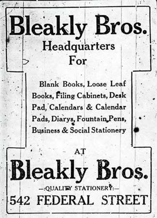Bleakly Brothers 1913 Camden City Directory advertisement