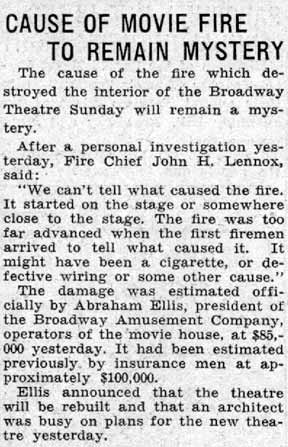 Broadway Theater listing, Camden Courier-Post, May 1, 1934