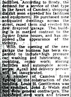 Camden Courier-Post, January 2, 1940 — Garage Supplants Antiquated Houses, page 2