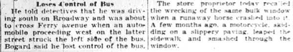 Bus hits store article, Camden Courier-Post February 27 1928, page 3