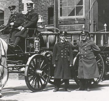 Chemical Company 2, 617 Kaighn Avenue, 1912-1914 — Seated: Unknown, Unknown; Standing: Harry Chambers, Unknown