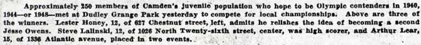 Camden Courier-Post August 22, 1936, playground Olympics caption