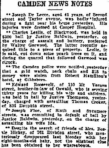 Philadelphia Inquirer, July 2, 1905 — Camden News Notes