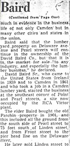 Closing of the David Baird Company (continued)