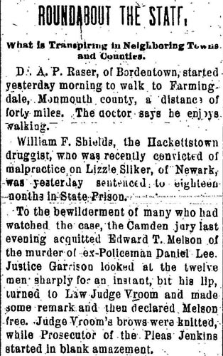 Trenton Evening Times, January 21, 1897, clipping about Edward T. Melson acquittal