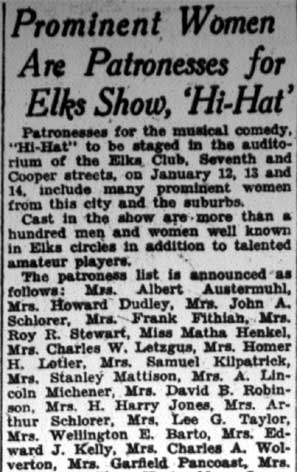 Elks Lodge, Camden, January 7, 1928